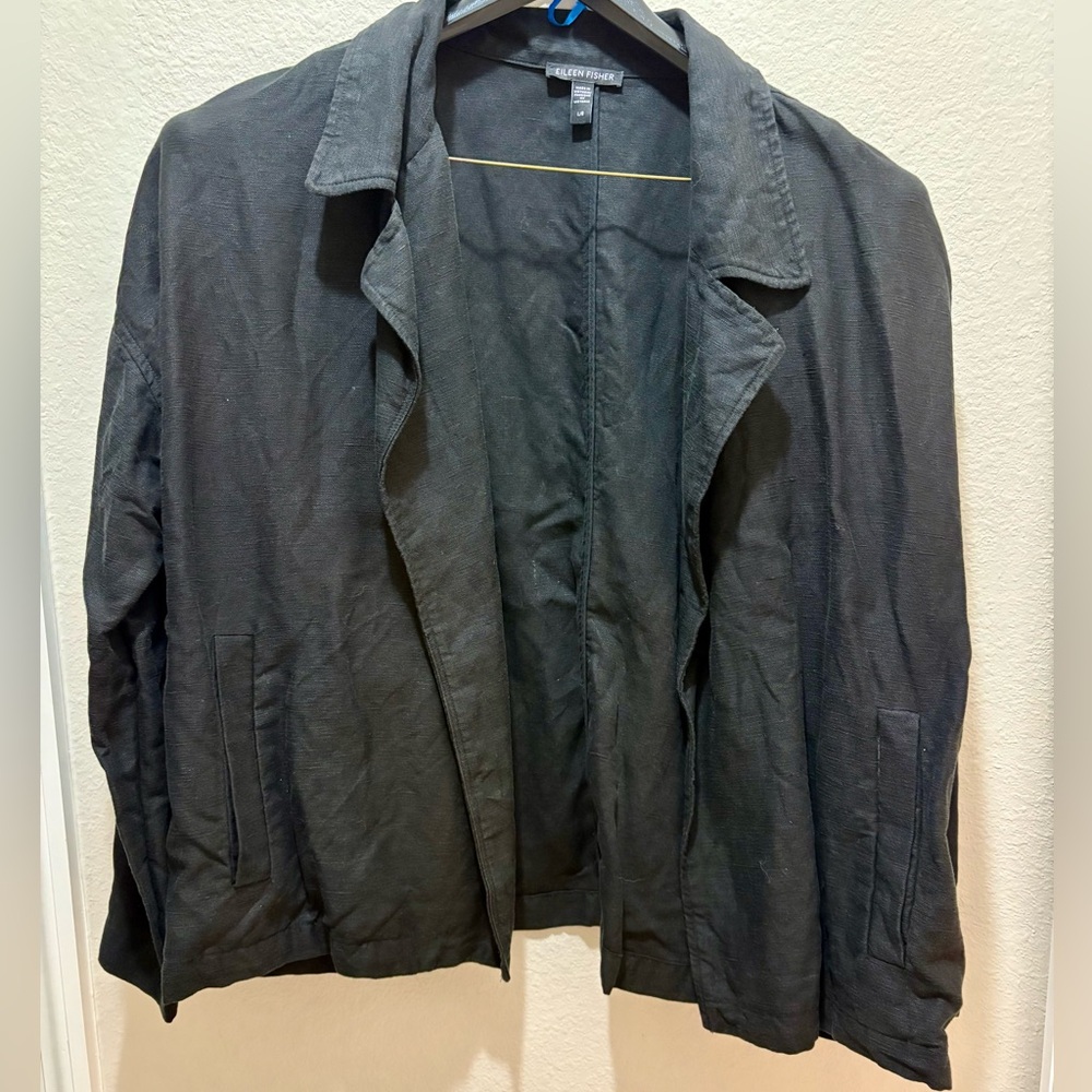 Eileen Fisher Linen Blend Lightweight Moto Jacket